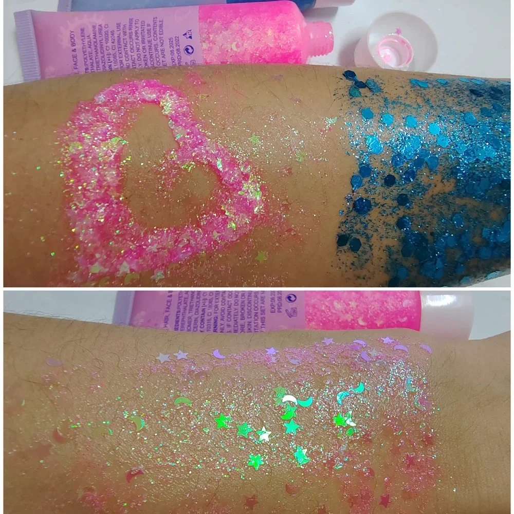 Peach Pink Body Glitter, Holographic Chunky Sequins Festival Rave Accessories